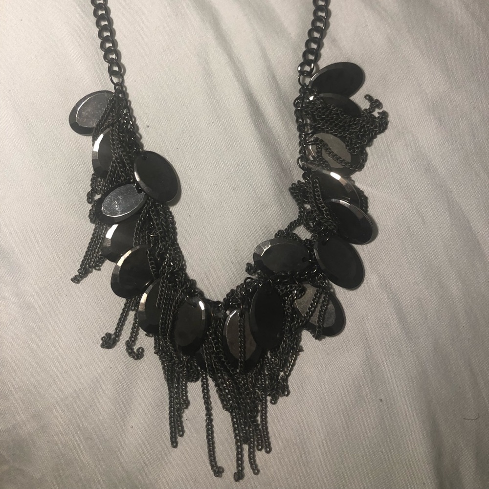 Metallic gray necklace